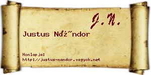 Justus Nándor névjegykártya